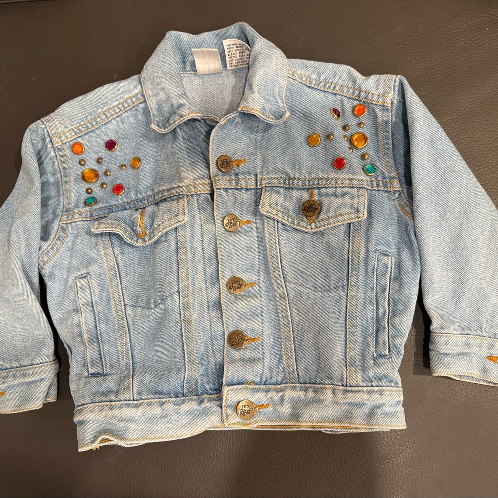 Vintage Jet Set bejeweled Embellished Denim Kids Jacket size 4